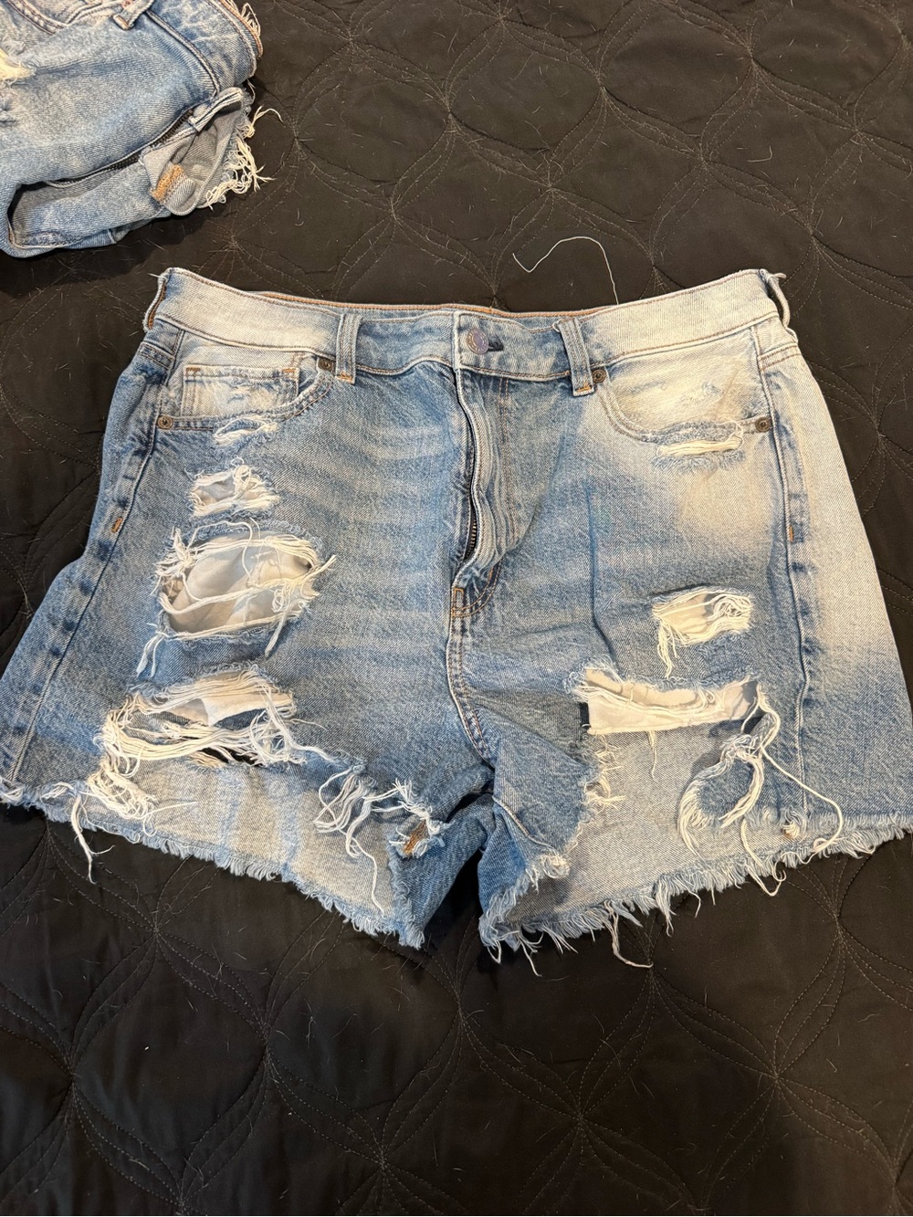 American Eagle Outfitters Light Wash Distressed Denim Shorts